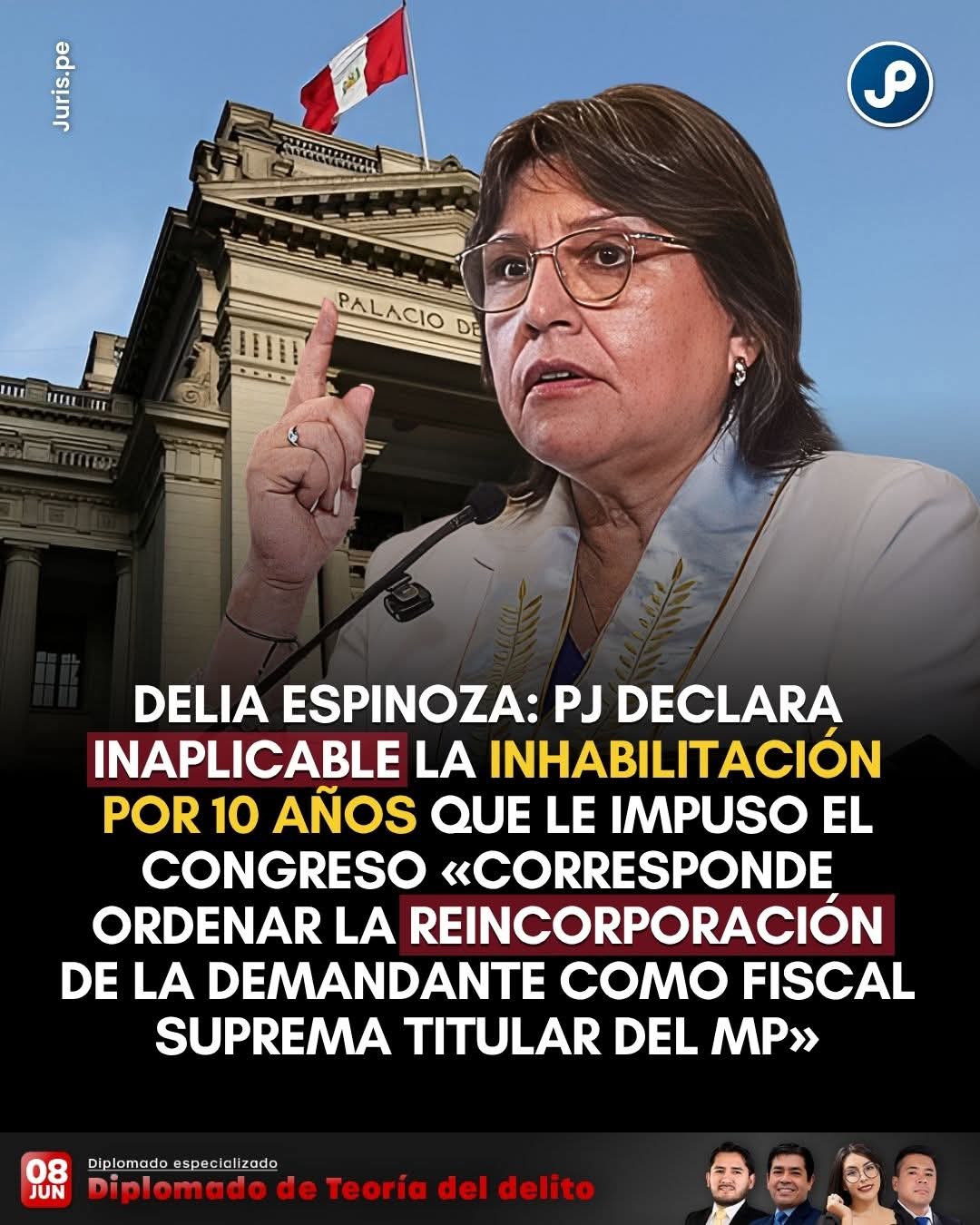 Poder Judicial deja sin efecto inhabilitación contra Delia Espinoza